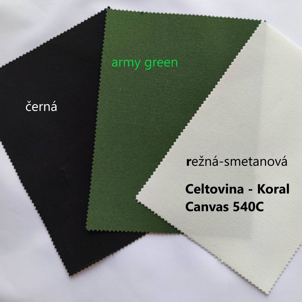 Mikel Celtovina - Koral Canvas 540C - výroba plachet na zakázku cena za 1m2 Celtovina - 100% polyester, 540g/m2, army green | 3129001